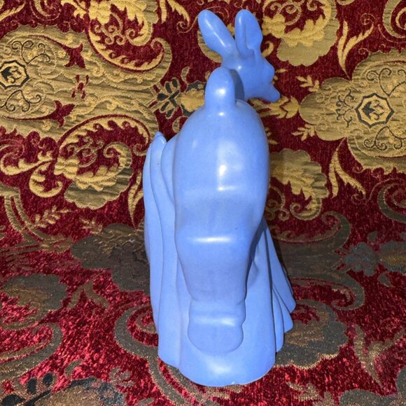 Vtg Niloak Deer Planter Vase Art Deco 1930s Ozark Blue Matte Pottery 8 1/4 inch - Picture 4 of 10